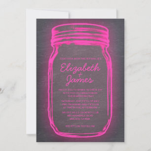 Invitations de mariage Mason Jar Vintage rose et n