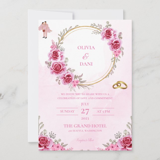 INVITATIONS DE MARIAGE modèle EN LIGNE avec fronti (Devant)