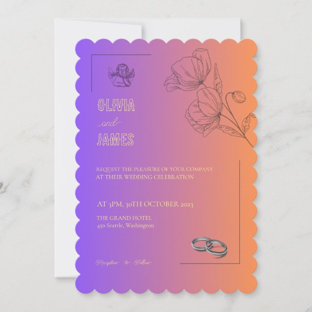INVITATIONS DE MARIAGE modèle EN LIGNE avec fronti (Devant)