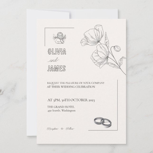 INVITATIONS DE MARIAGE modèle EN LIGNE avec fronti (Devant)