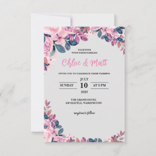 INVITATIONS DE MARIAGE modèle EN LIGNE FLEURS ÉLÉG