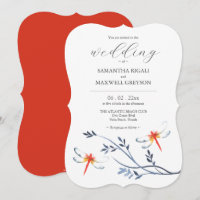 Invitations de mariage Modèle libellules rouges