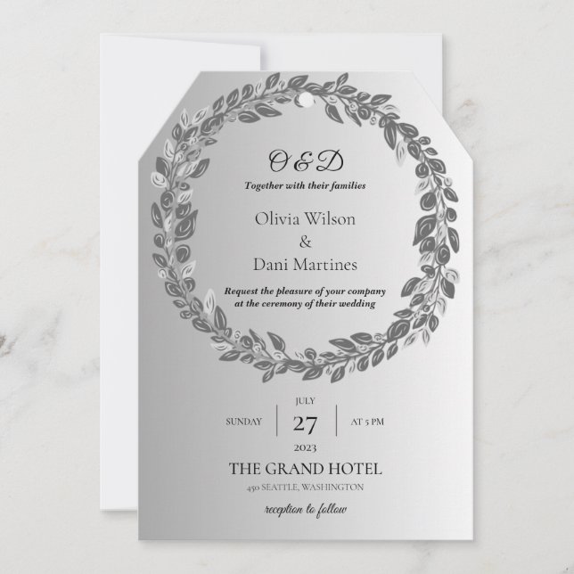 INVITATIONS DE MARIAGE modèle MONogramme EN LIGNE (Devant)