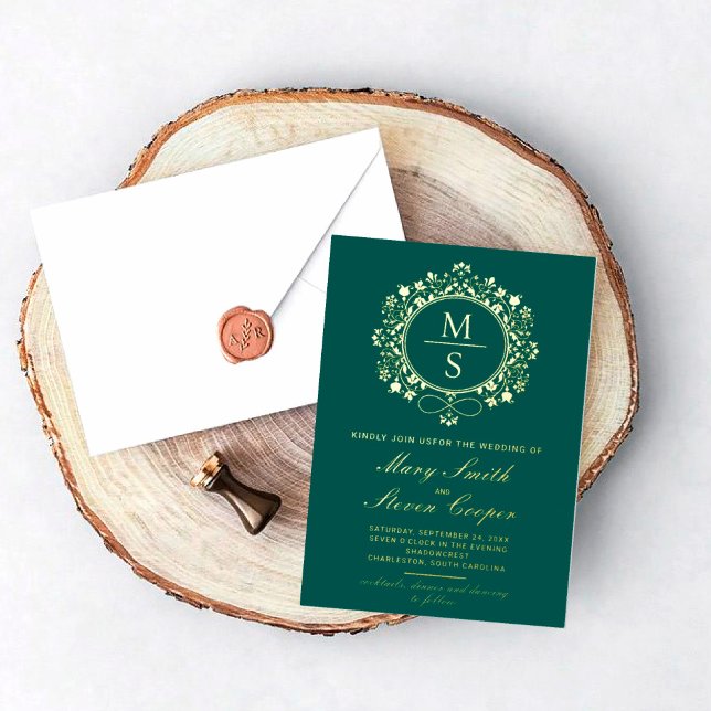 Invitations de mariage Monogramme doré (Créateur téléchargé)