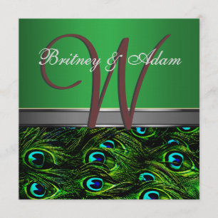 Invitations de mariage Monogramme Emerald Green Pe