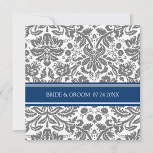 Invitations de mariage Motif de Damas bleu gris