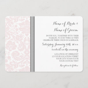 Invitations de mariage Motif de Damas gris broussa