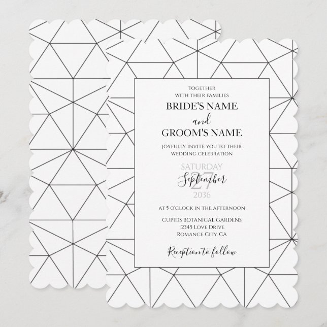 Invitations de mariage Motif géométrique élégantes (Devant / Derrière)