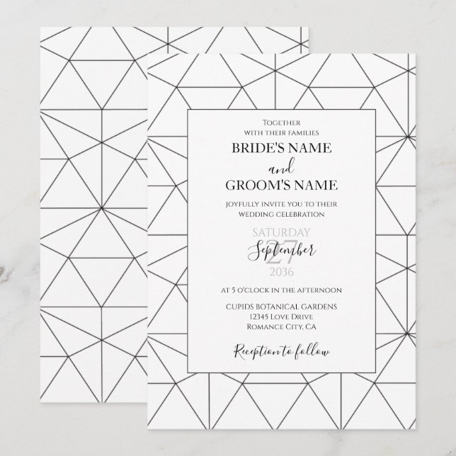 Invitations de mariage Motif géométrique élégantes (Devant / Derrière)