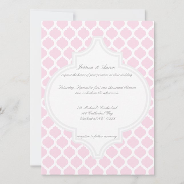 Invitations de mariage Motif rose marocain (Devant)