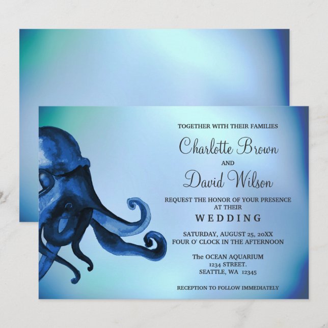 Invitations de mariage mystique des poulpes de l'o (Devant / Derrière)