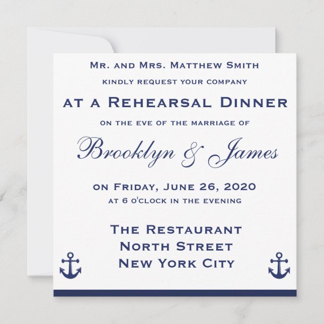 Invitations de Mariage nautique (Devant)