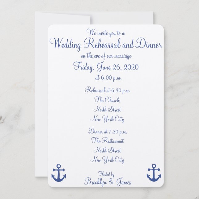 Invitations de Mariage nautique (Devant)