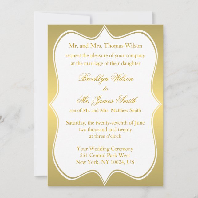 Invitations de mariage nautique Gold Compass (Devant)