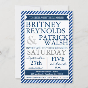 Invitations de mariage nautique gris blanc bleu de