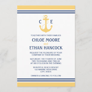 Invitations De Mariage Nautique Jaune