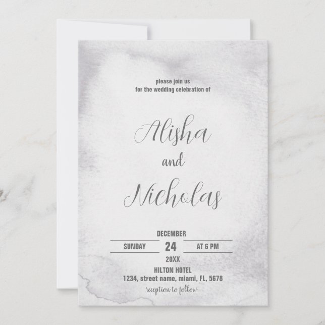 Invitations de mariage noir et blanc (Devant)