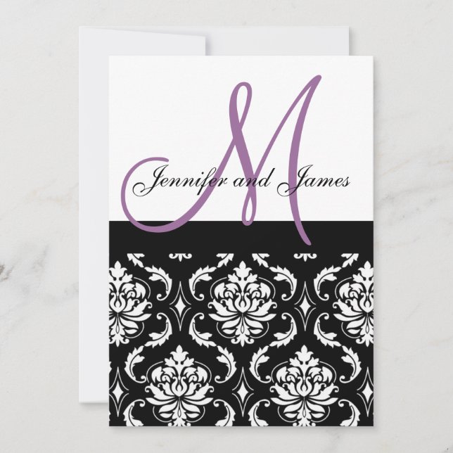 Invitations de mariage Nom de monogramme violet Da (Devant)