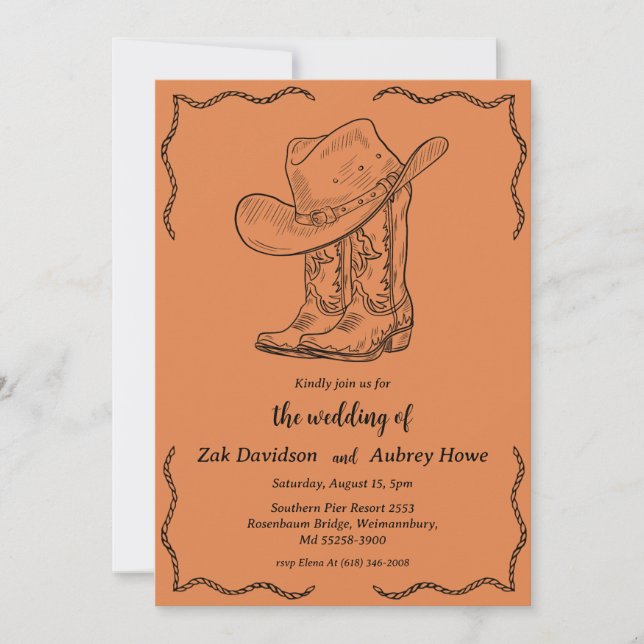 Invitations de mariage occidental boho moderne (Devant)