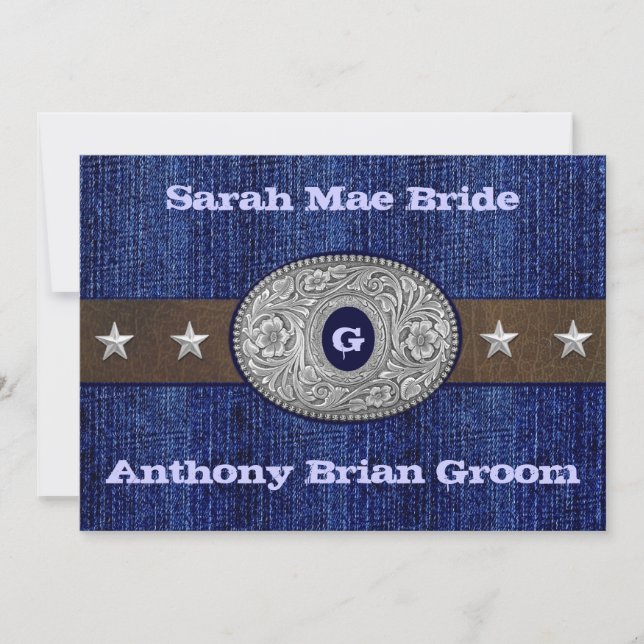 Invitations de mariage occidentales - 5 po x 7 po (Devant)