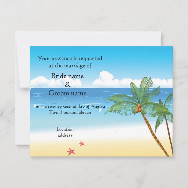 Invitations de mariage ou partie tropicales de (Devant)