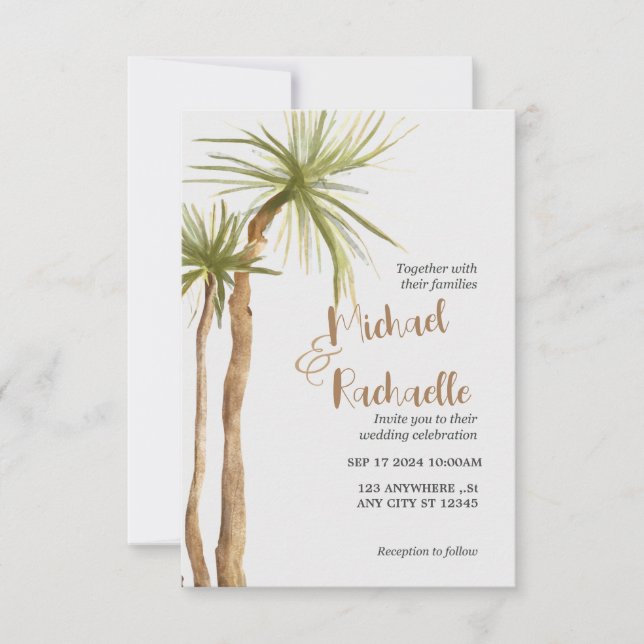 Invitations de mariage Palm Destination (Devant)