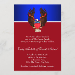 Invitations de mariage patriotique rouge, blanc et