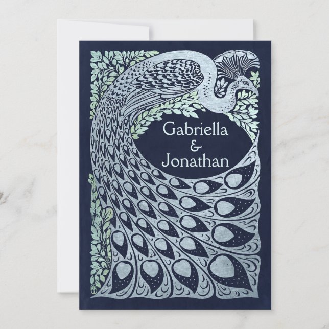Invitations de mariage Peacock vintage (Devant)