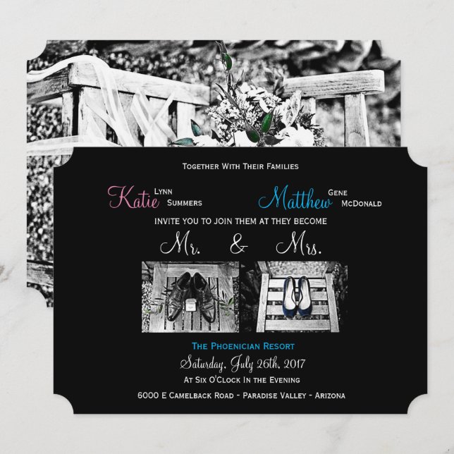 Invitations de mariage personnalisées - Ajoutez vo (Devant / Derrière)