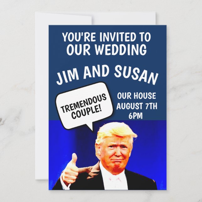 INVITATIONS DE MARIAGE PERSONNALISÉES DONALD TRUMP (Devant)