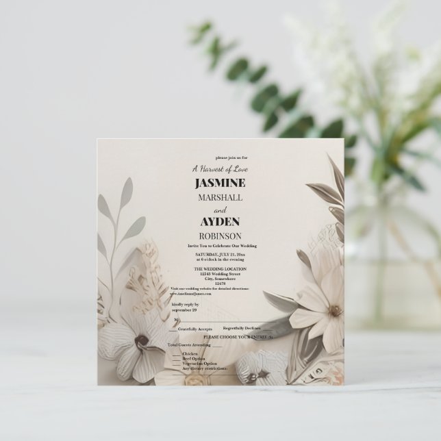 Invitations de mariage personnalisées élégantes (Debout devant)