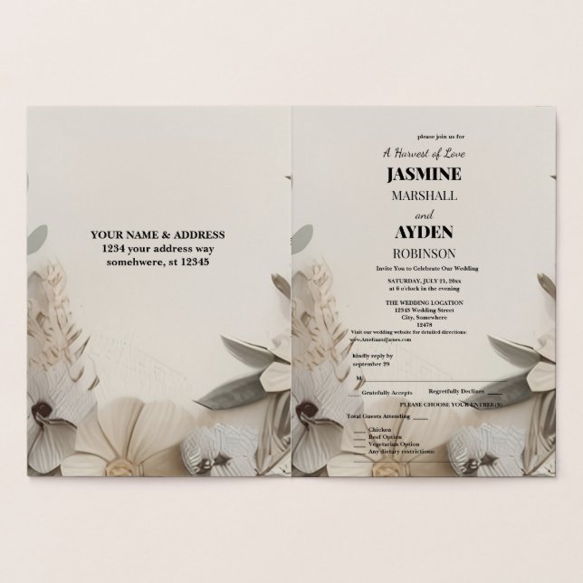 Invitations de mariage personnalisées élégantes (Intérieur)