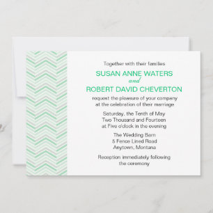 Invitations de mariage personnalisées Mint Chevron