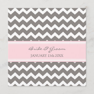 Invitations de mariage Pink Grey Chevron