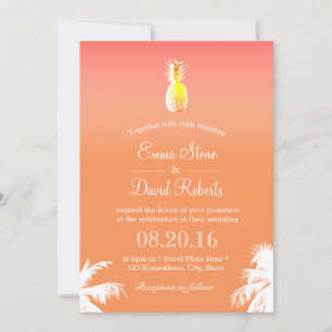 Invitations de mariage pour ananas et palmiers tro