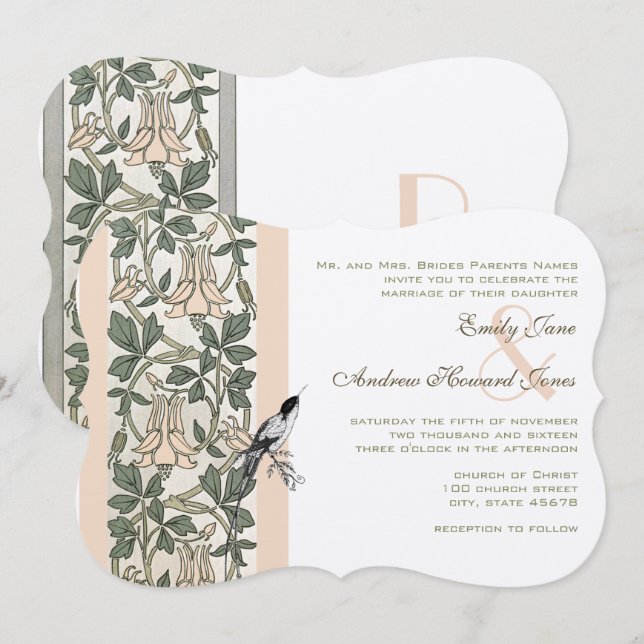 Invitations de mariage pour colibri rose millénair (Devant / Derrière)