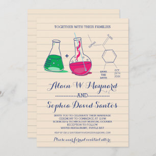 Invitations de mariage pour la chimie rose et vert