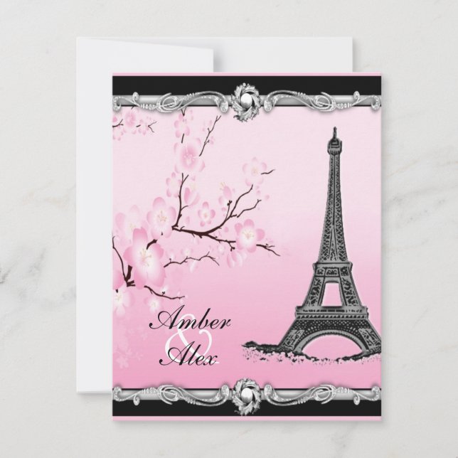 Invitations de mariage pour la tour Eiffel parisie (Devant)