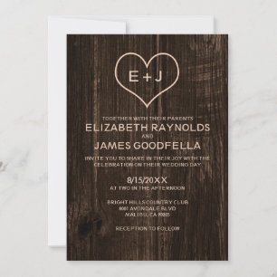 Invitations de mariage pour le grain de bois du pa