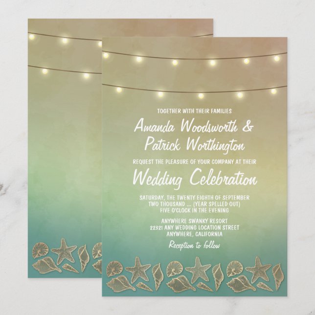 Invitations de mariage pour le sébaste et le coqui (Devant / Derrière)