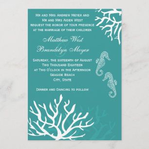 Invitations de mariage pour les chevaux de mer de 