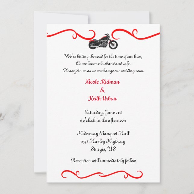 Invitations de mariage pour moto (Devant)