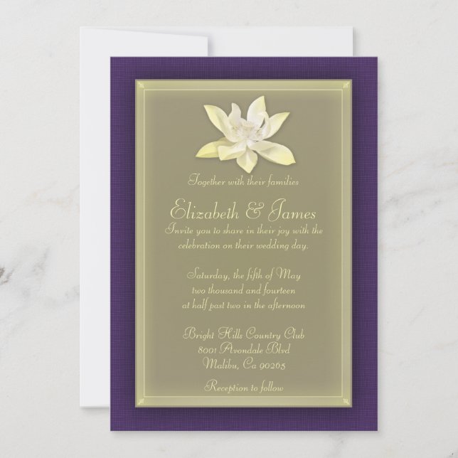 Invitations De Mariage Purple Et Gold (Devant)