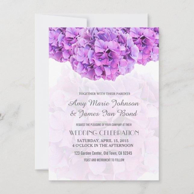 Invitations de mariage Purple hydrangea (Devant)