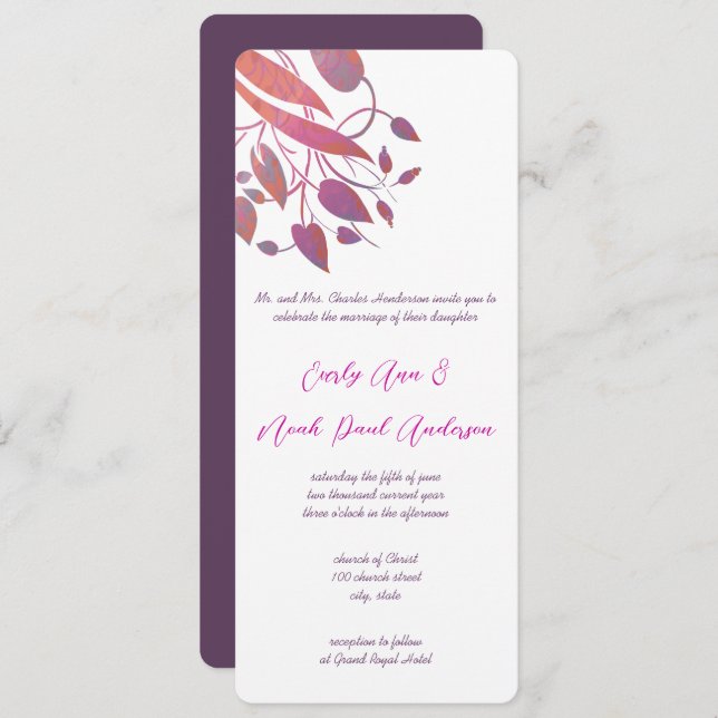 Invitations de mariage radiant violet (Devant / Derrière)