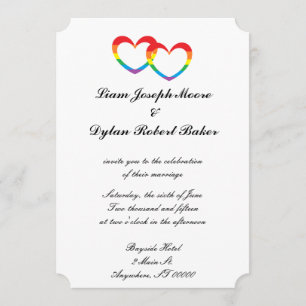 Invitations de mariage "Rainbow Double Hearts"
