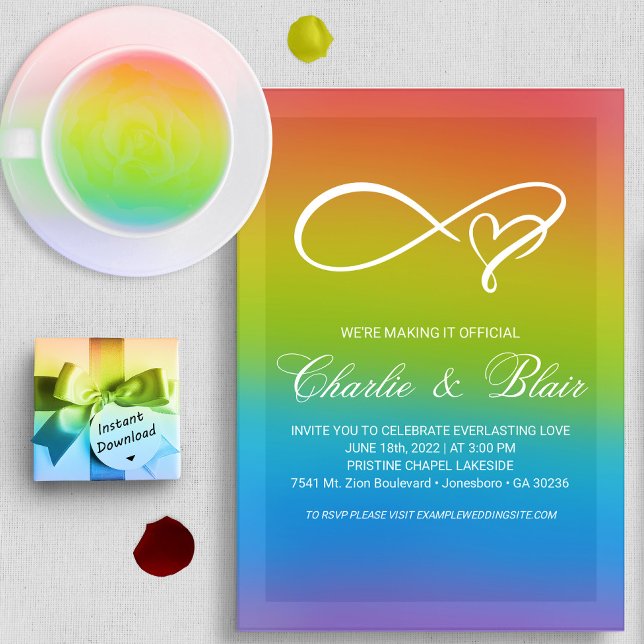 Invitations de mariage Rainbow personnalisables (Créateur téléchargé)