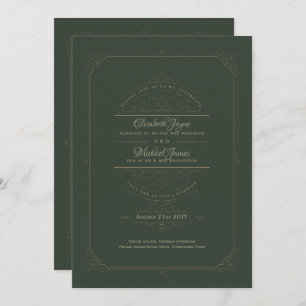 Invitations de mariage Régence Vert Vintage