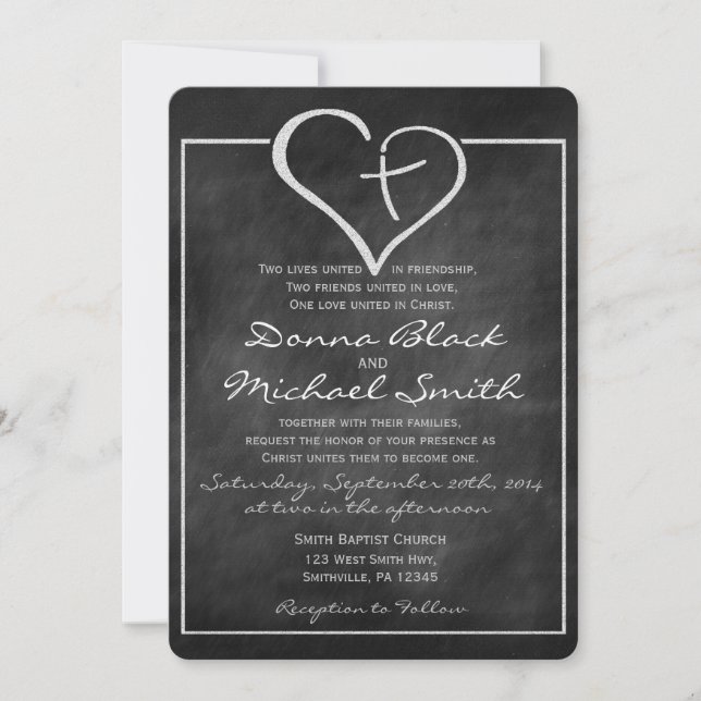 Invitations De Mariage Religieux De Coeur Croisé (Devant)