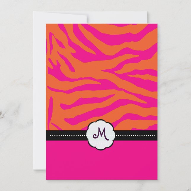 Invitations de mariage Retro/Monogramme/Zebra (Devant)